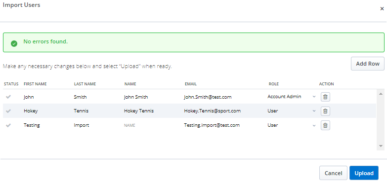 Bulk Import of Users