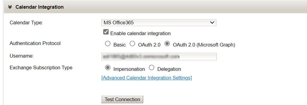 Advanced Calendar Integration Settings