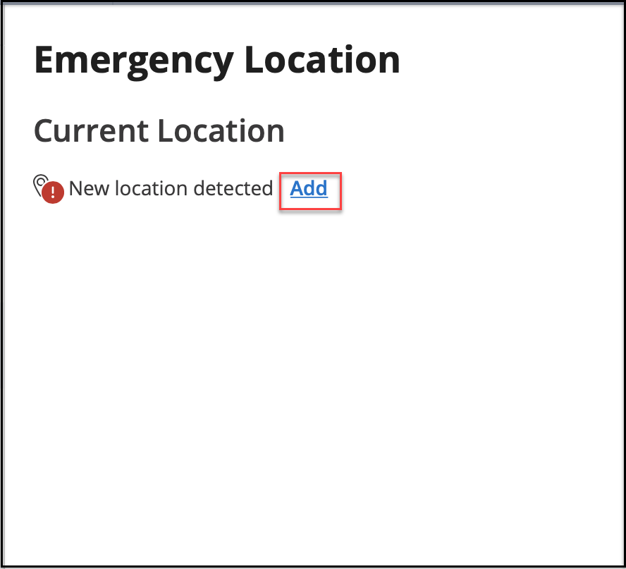 Screenshot of Emergency Location page