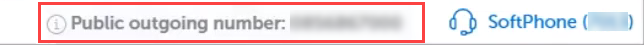 Screenshot of the Public outgoing number displayed on MiCollab Client's footer