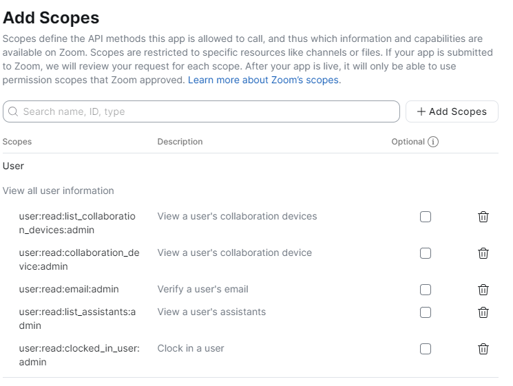 Add Scope Ba Create a New Application in Zoom