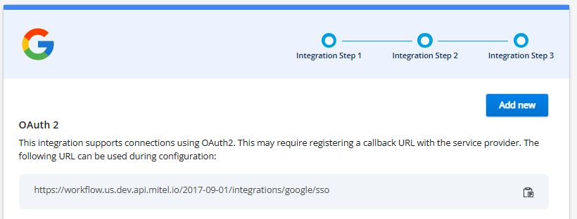 Google Integration – Add new