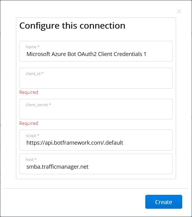 Microsoft Azure Integration - Configure this connection