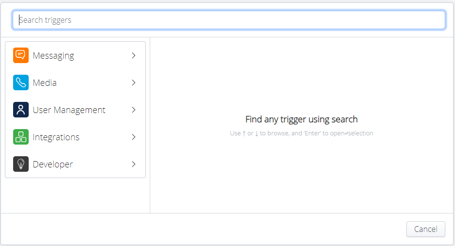 Workflow Canvas - Search triggers
