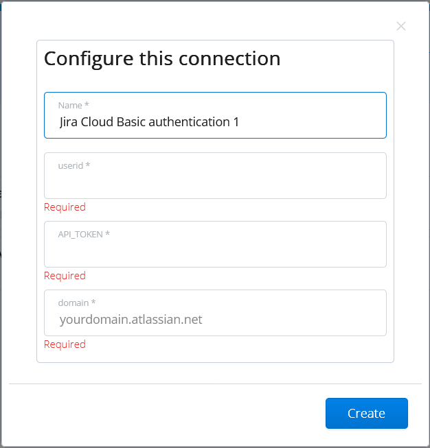 Jira Cloud Integration - Configure this connection